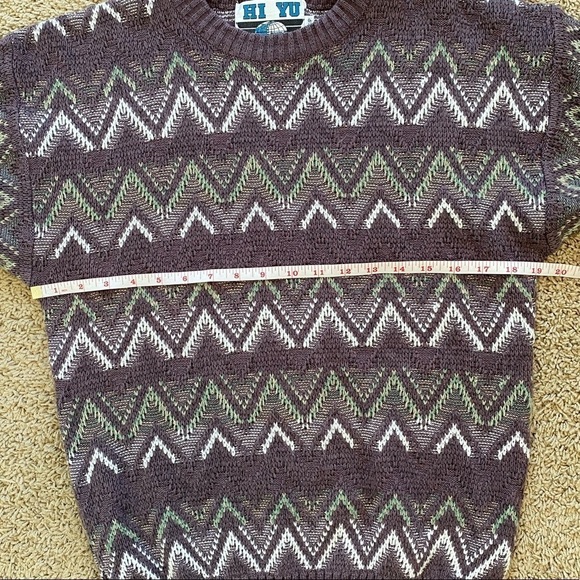 Vintage Chunky Knit Chevron Purple Sweater Y2K - Picture 7 of 8